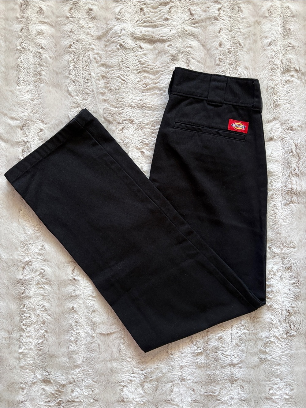 Dickies Straight Leg Pants in Black crop roll hem